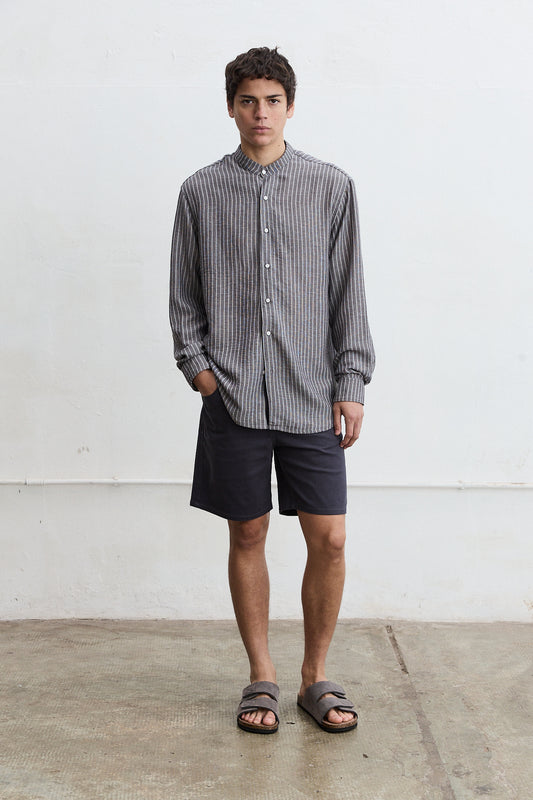 Camisa manga larga cuello mao Aliso